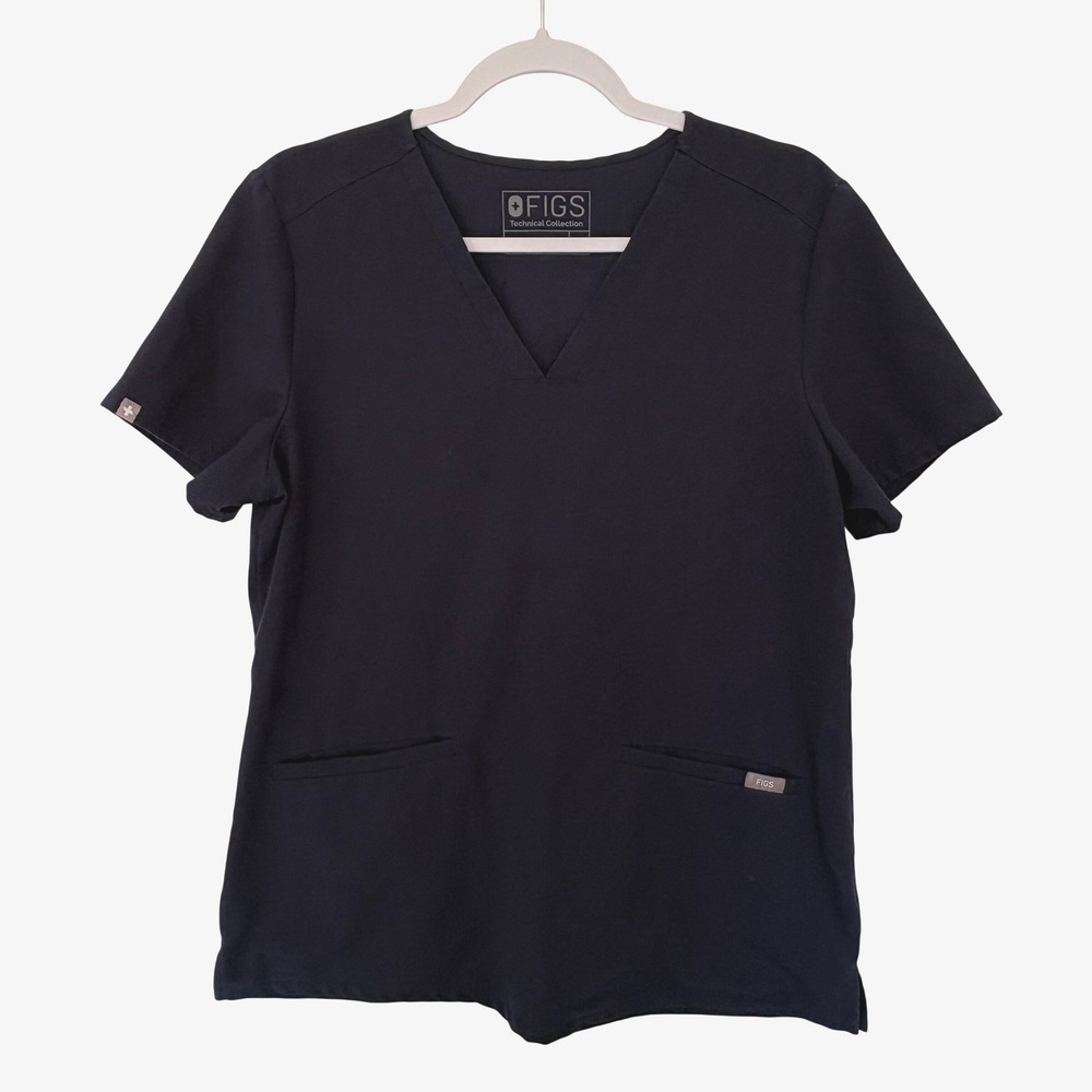 FIGS Technical Collection Navy Blue Scrub Top Womens Medium V-Neck FW1100